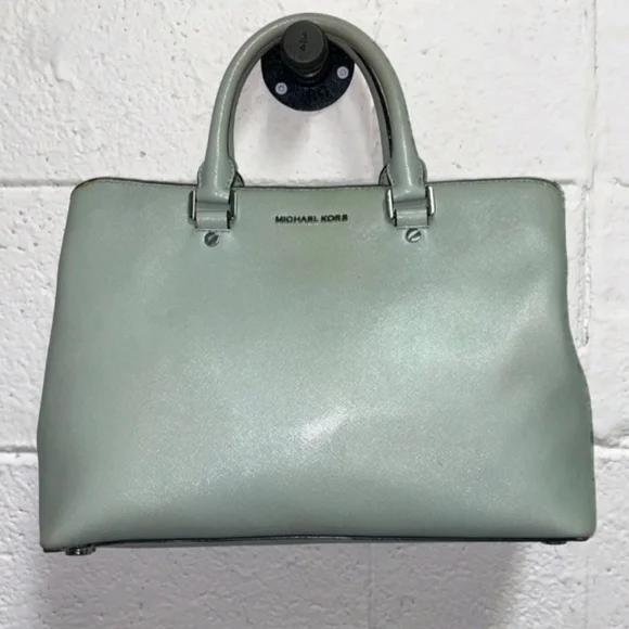 Michael Kors Mint and Teal Leather Backpack Michael Kors Mint Green Leather Satchel With Silver-Tone  main image 4
